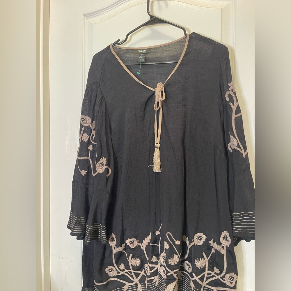 Black Embroidered Women Top